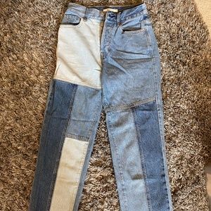 PacSun, size 23, straight leg, high waisted, patch jeans.